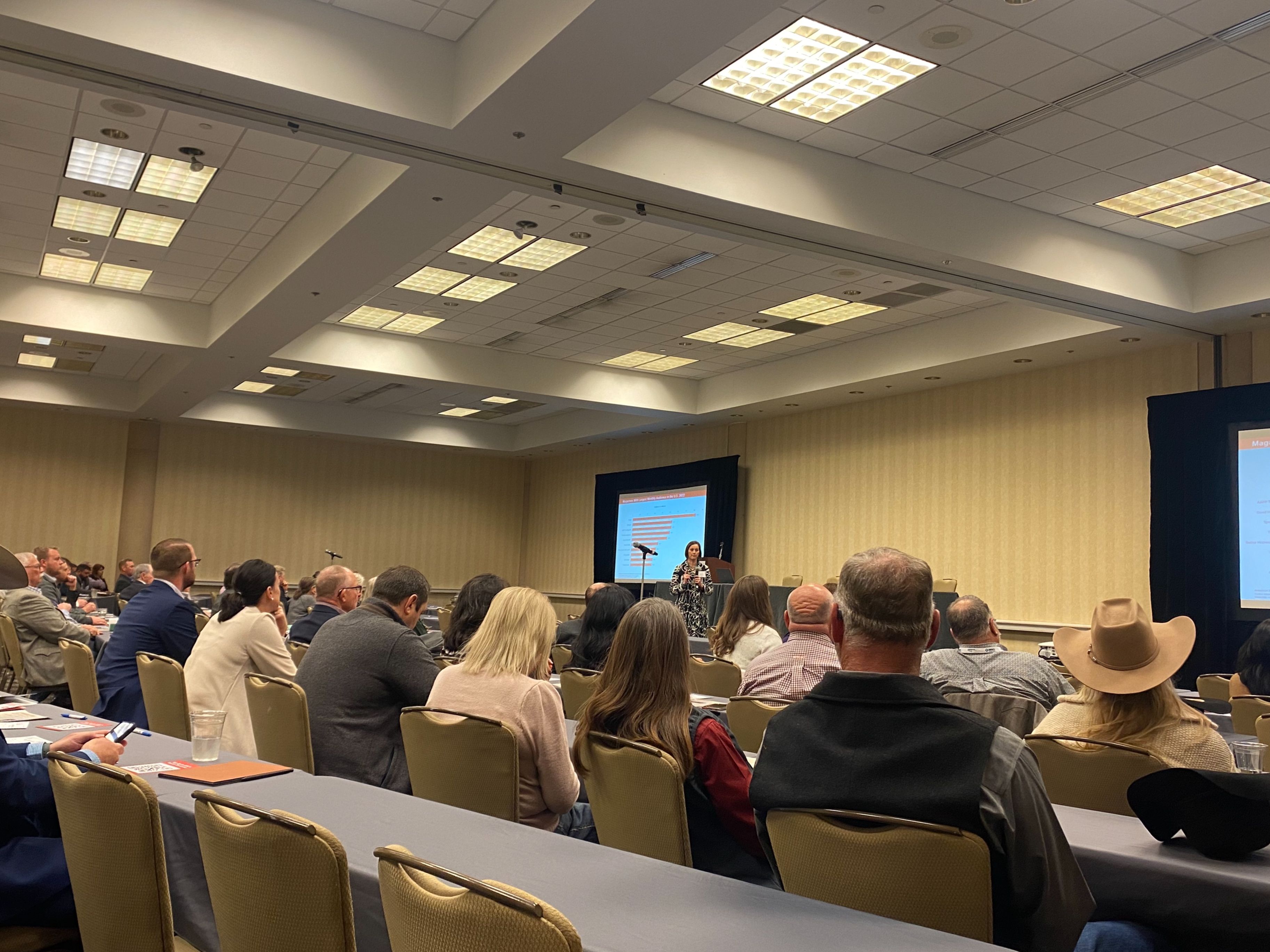 Mandy Carr speaking at the 2024 Kansas Livestock Association Annual Convention