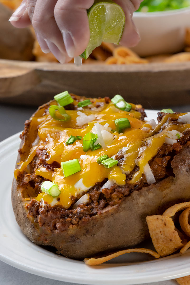 Chili baked potato bar lime squeeze