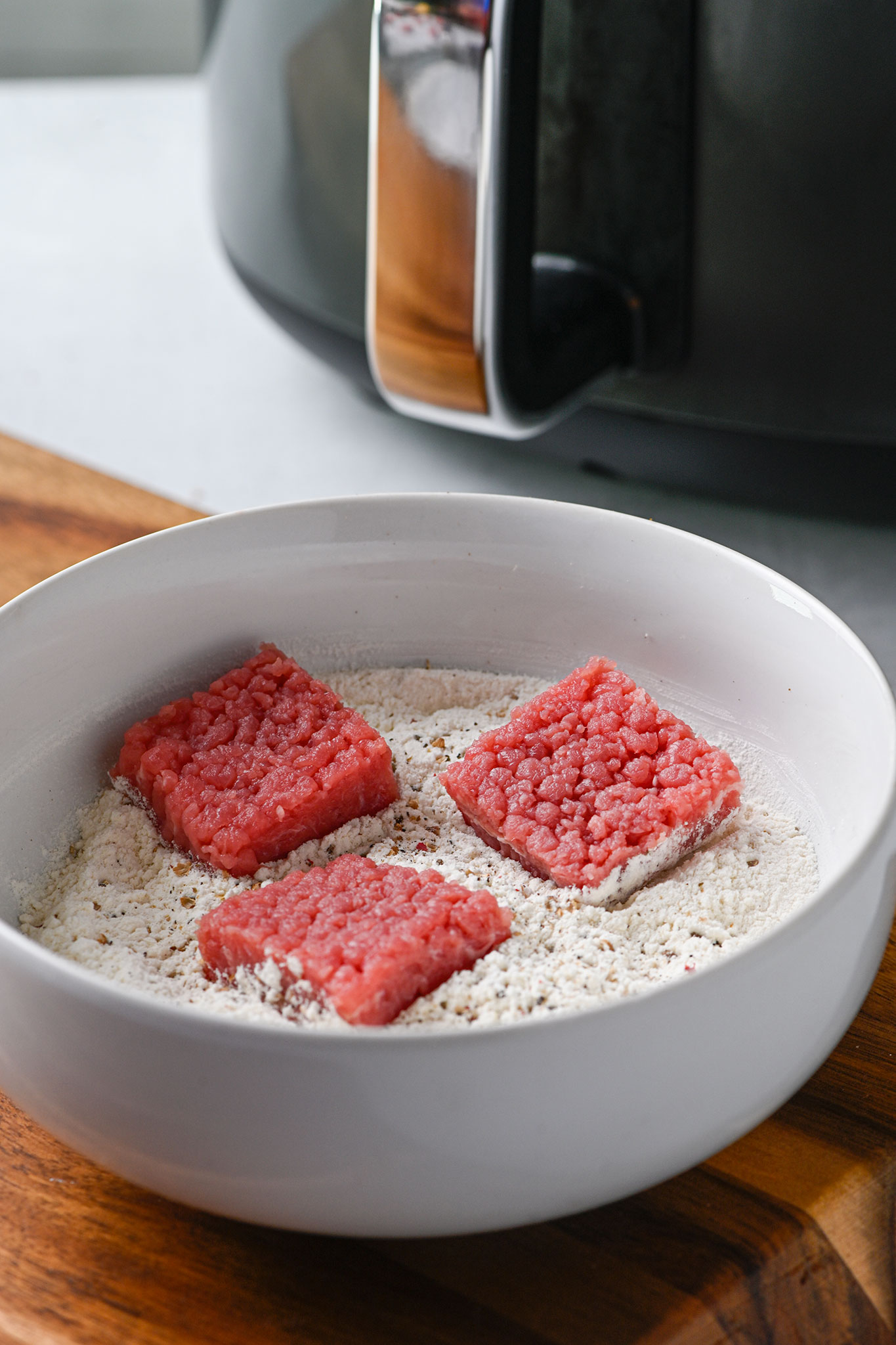 popcorn steak bite flour