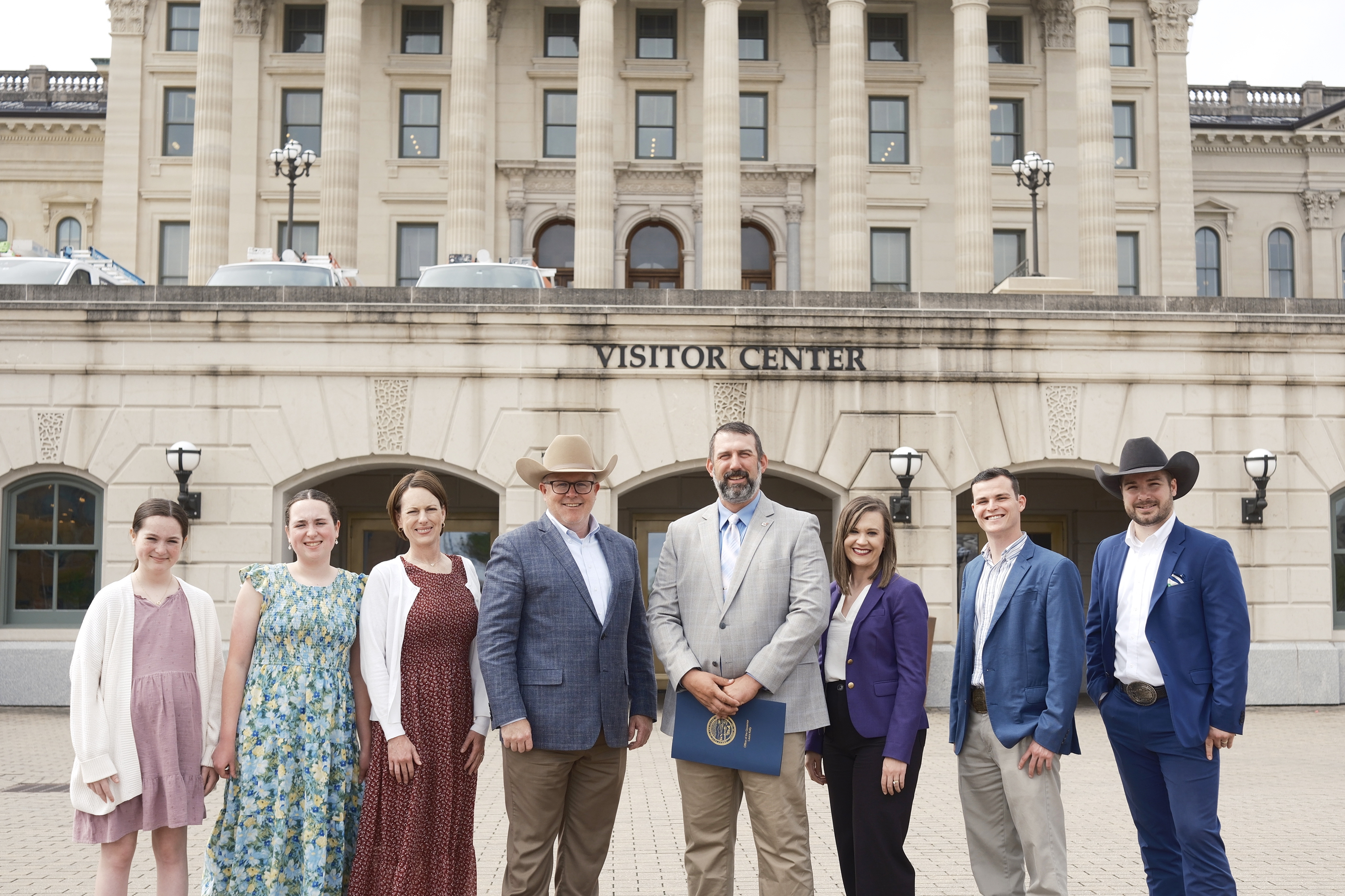 aed089d3-cefb-1ea0-a32c-a36abfe42303.jpg KBC representatives at the Kansas capital building for the 2024 Beef Month proclamation signing