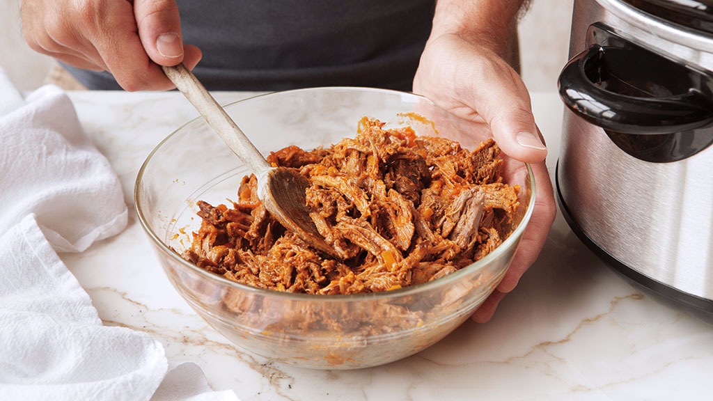 Batch cooking shredded beef