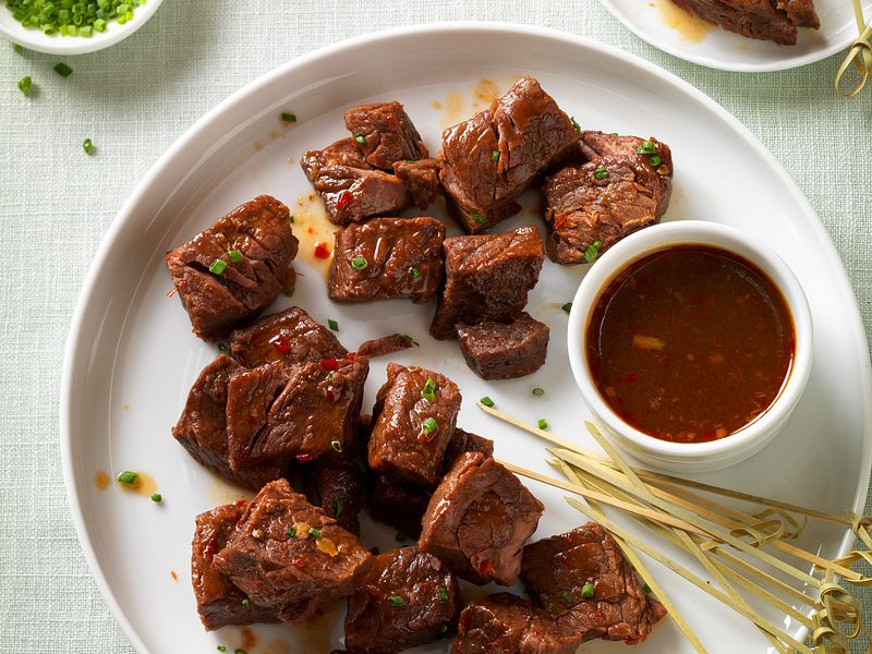 bite size sweet and spicy beef ribs appetizer