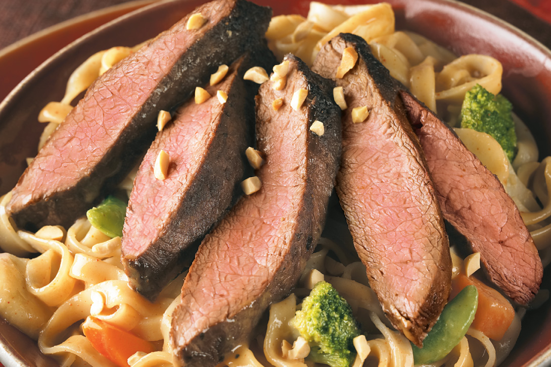 flat iron steaks with peanut sauce hero