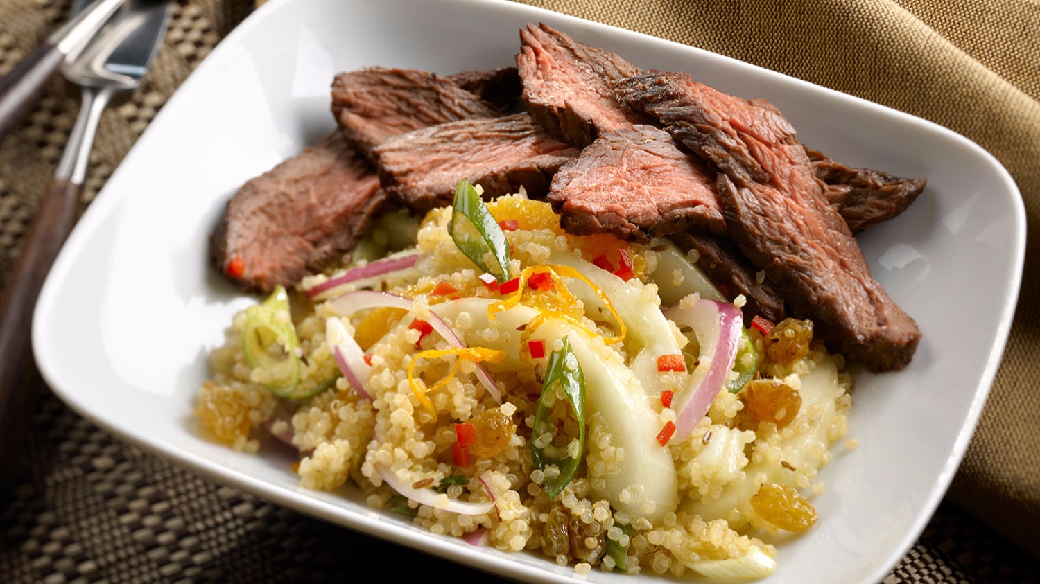 Beef and quinoa using whole grains for batch cooking meals