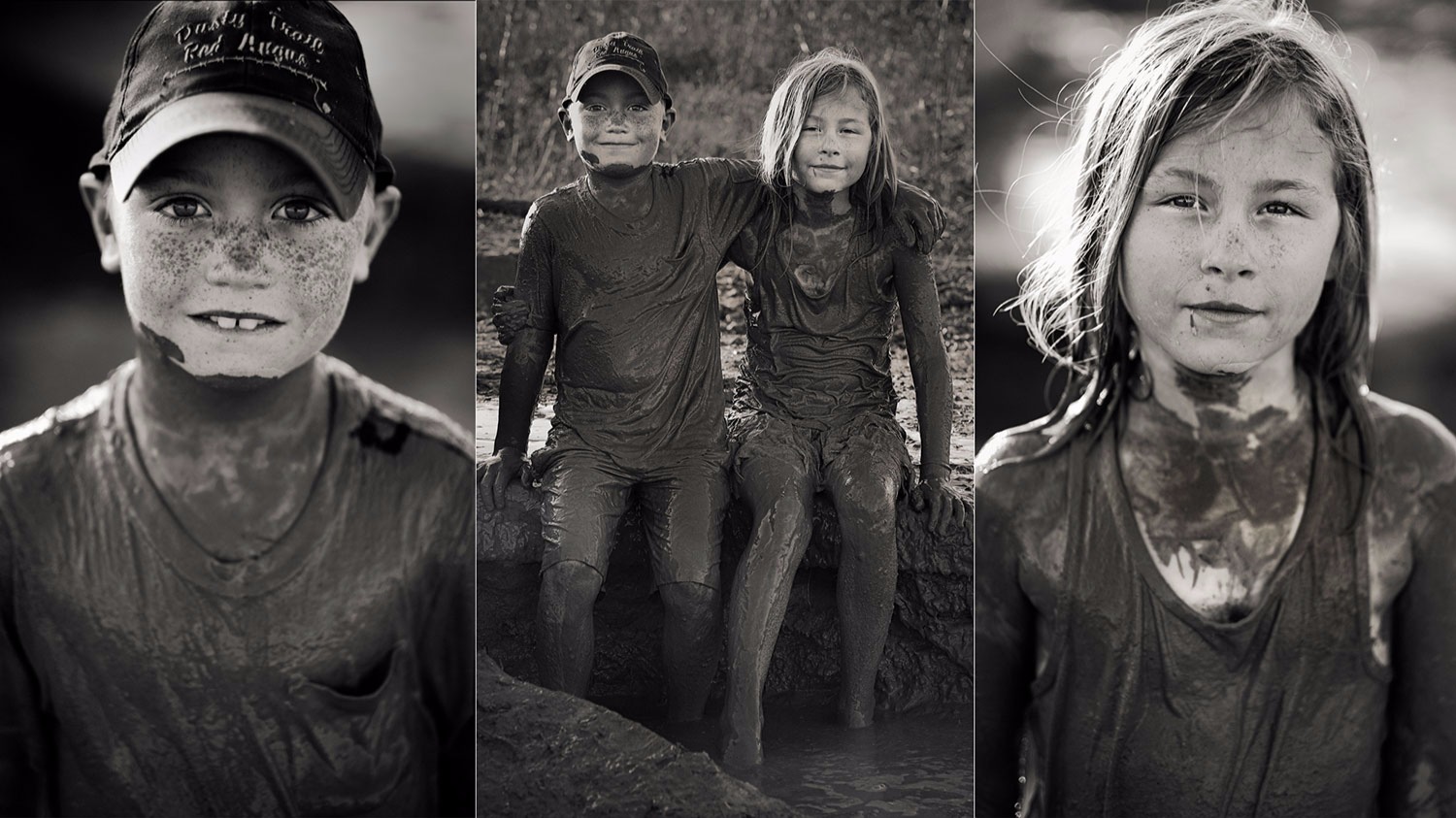 kansas farm kids playing in mud