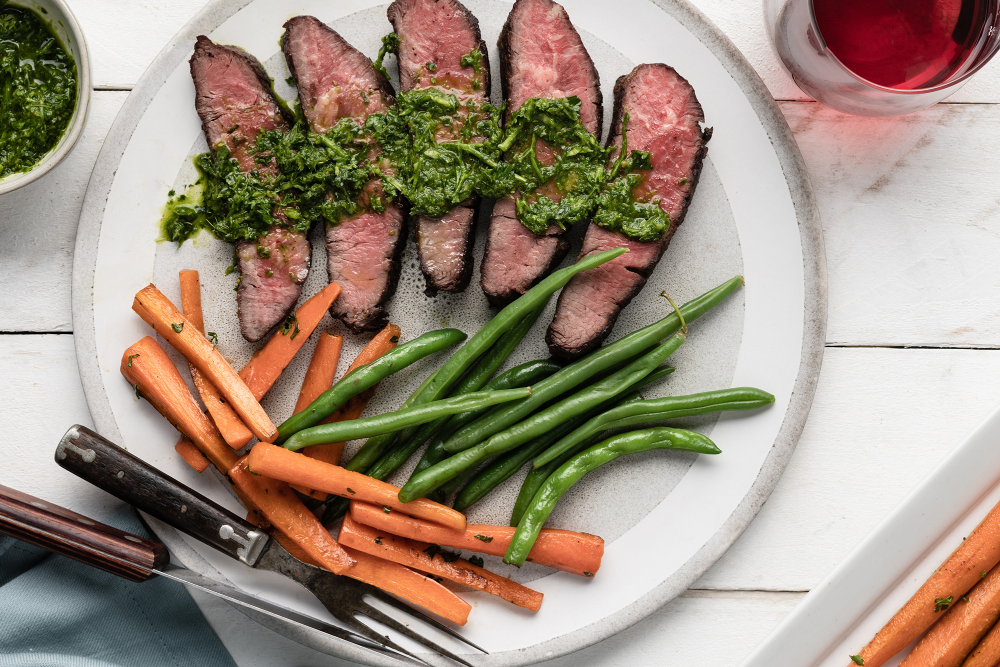 flat iron with chimichurri