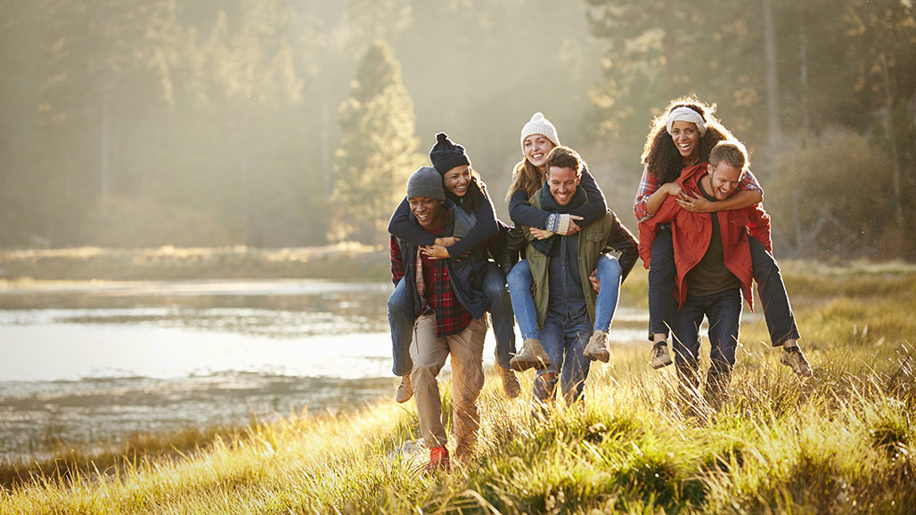 Young adults being active 