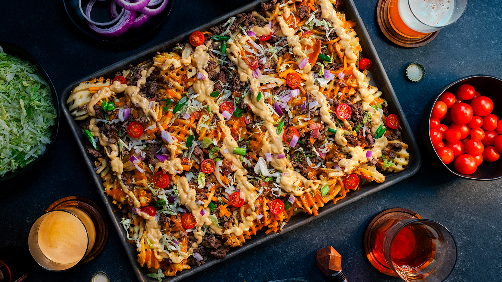 cheeseburger nacho fries horizontal