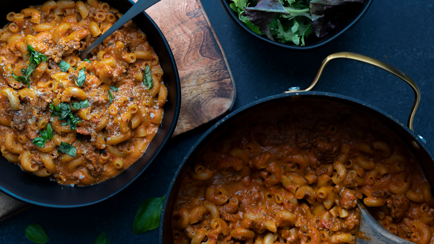 beefy tomato soup pasta