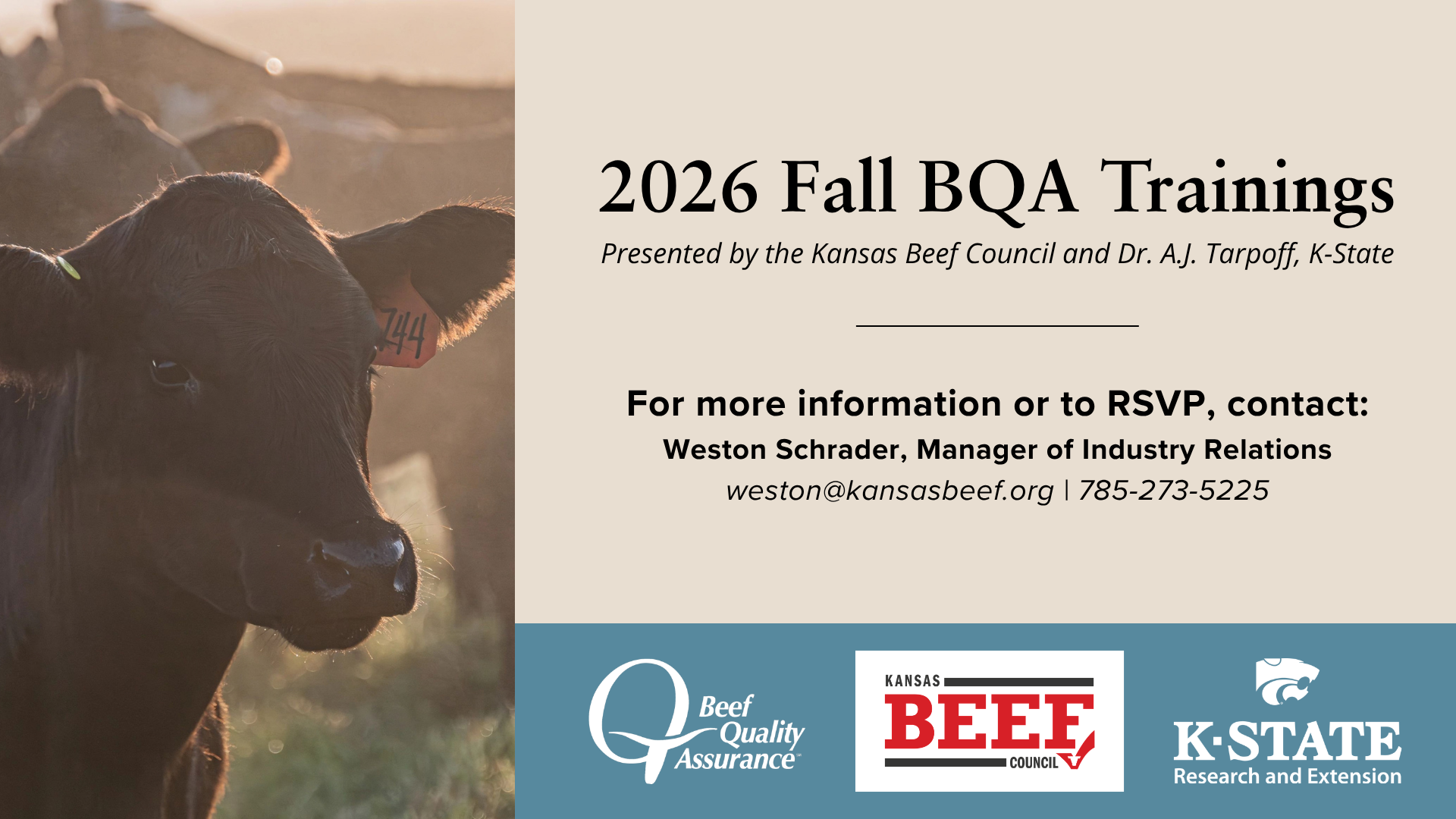 Kansas Beef Council Announces Free BQA Trainings for Fall 2026